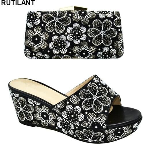 Latest Design Plus Size Shoes Women Heel Sales In Women Matching Shoes and Bag Set African Wedding Italian Shoe and Bag Sets