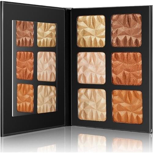 5 Piece Golden Shimmer Highlighter Palette Private Label Pressed Pigment Powder Face Bronzer Contour Pallete Makeup No Logo