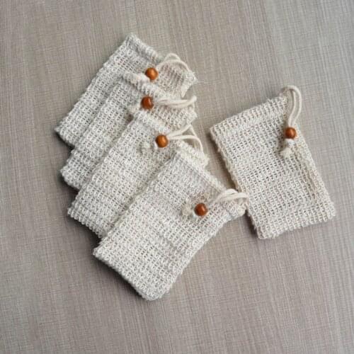 Natural Cotton Linen Foaming Soap Bag Saver Net Mesh Massage Exfoliator Pouch Bathing Bubble Maker Cleaning Tool