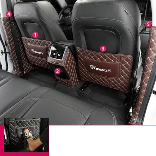 Lsrtw2017 Fiber Leather Car Rear Seat Anti-kick Mat Armrest B Pillar Protector for Chery Tiggo 8 2018 2019 2020 2021 Accessories