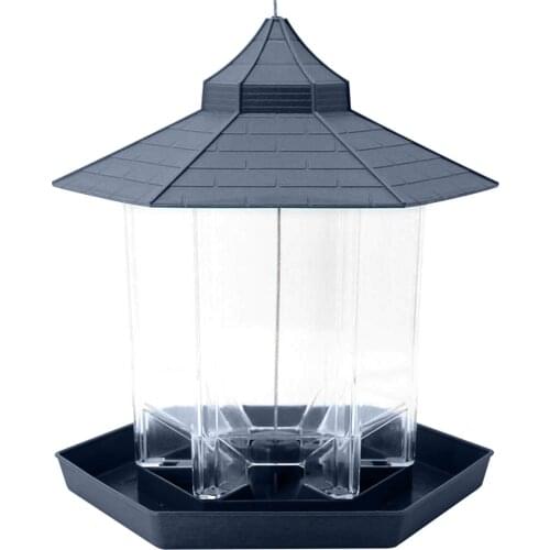 Hanging Bird Feeder Gazebo Wild Bird Feeders Hexagon Shaped with Roof for Garden Yard Outside Decoration