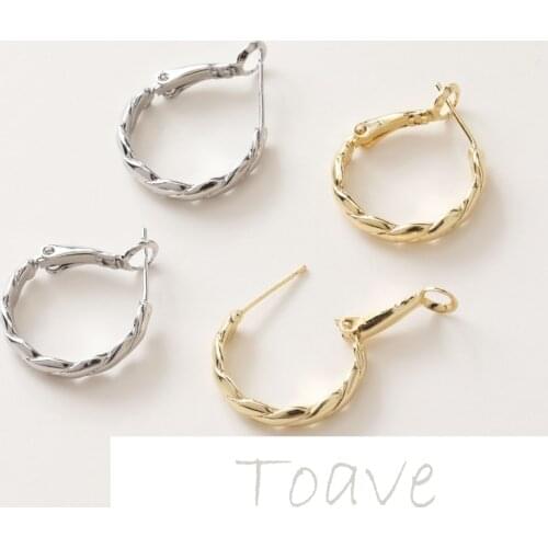 Gold-clad copper plated real gold striped earrings earrings spring earrings diy material accessories