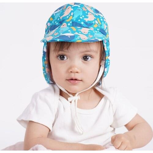 Sun Hat Neck Protection Toddler Boy Girl Summer Beach Swimming Wide Brim With String Upf50 Outdoor Accessory Kids Baby Cap