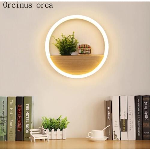 Modern minimalist creative LED wall lamp living room bedroom bedside lamp Nordic circular personality cartoon LED wall lamp