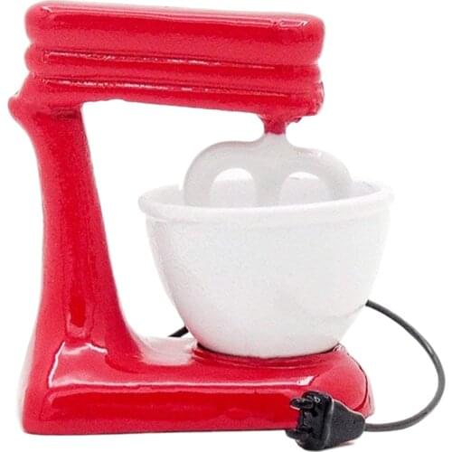 Odoria 1:12 Miniature Old-Fashioned Red Stand Mixer with Bowl Metal Kitchen Furniture Model Set Dollhouse Accessories Decoration