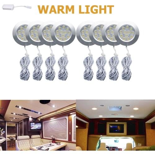 8X12V LED Warm LED Round Spot Interior Dome Ceiling Light 3W For Car RV Caravan Camper Trailer Camper Warm Light