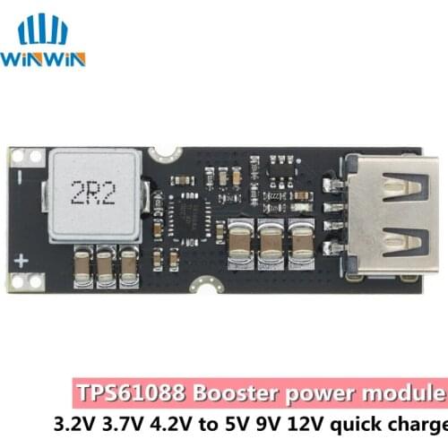 TPS61088 Single Cell Lithium Battery Boost Power Module Board 3.7V 4.2V Liter 5V 9V 12V USB Mobile Phone Fast Charge QC2.0 QC3.0