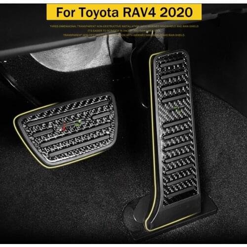 For Toyota 2020 RAV4 Car Accelerator Pedal Brake Pedal Protective Cover Real Carbon Fiber Anti Coilsion Fit Toyota Wildlander