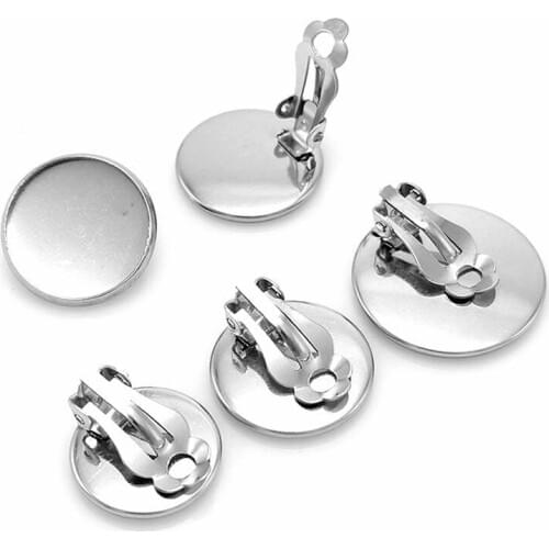 100pcs Stainless Steel Clip On Earring Findings with Cabochon Earrings Base Setting Blanks Diy Jewelry Accessories