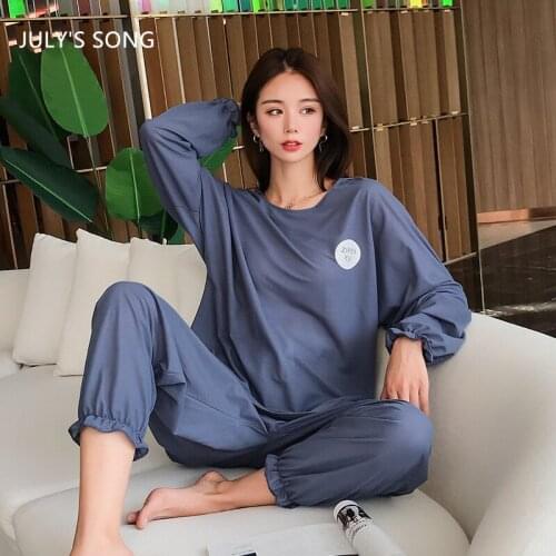 JULYS SONG Pajamas Women Lce Silk Cool Spring Autumn Plus Size Pyamas Nightwear Hooded Long Sleeve Casual Sleepwear Female