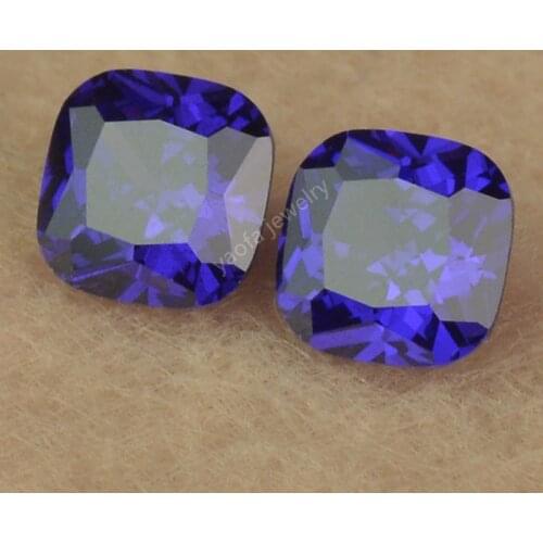 3*3~15*15mm 5A Dark Violet Blue Cushion Shape Princess Cut Synthetic Gems Cubic Zirconia Loose Purple Zircon Stone For Jewelry