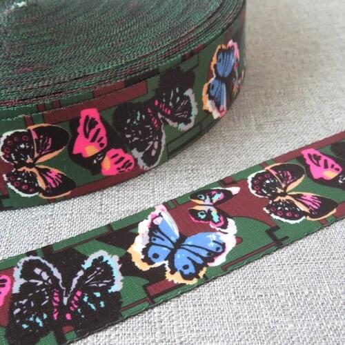 5 yards 38mm butterfly printed webbing ribbon bag strap tape dog pet collar leash harness decoration belt garment DIY accessory