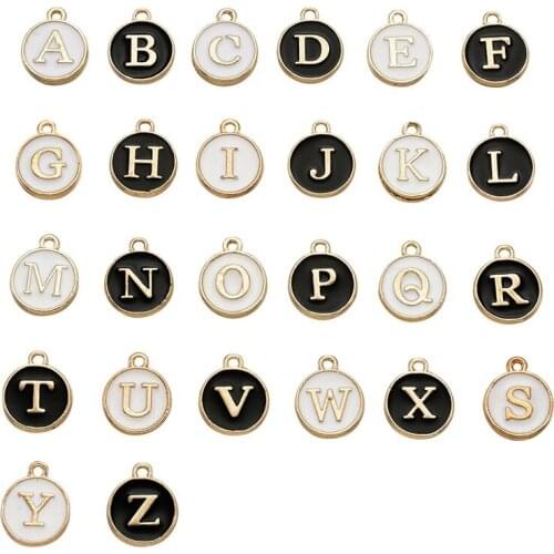 52pcs Alphabet Double-sided Alloy Enamel Charms Pendant for Jewelry Making DIY Bracelet Necklace Accessories Findings