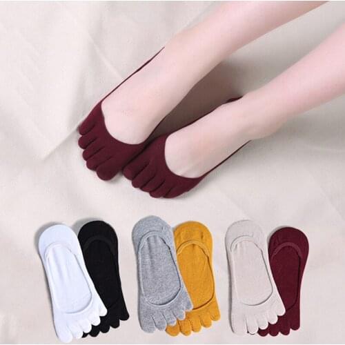 6 Pairs/Lot Womens 5 Finger Toe Socks Set Japanese Summer Anti-Slip Invisible Cotton Socks With Separate Toes Sock Slippers