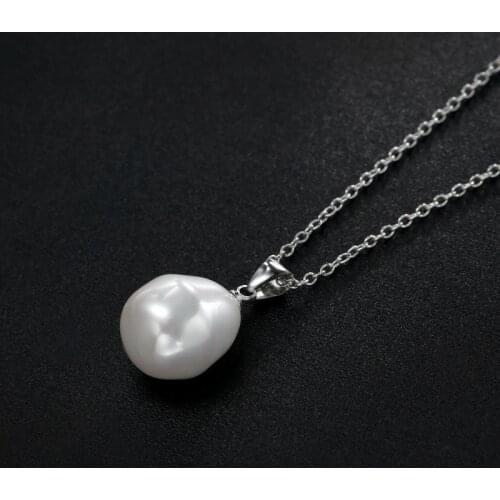 AAAA Genuine White Pearl Pendants silver color Necklace For Women Wholesale Small Size Pearl Jewelry