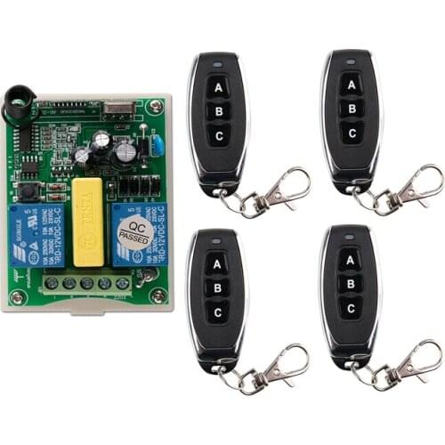 AC 220 V RF 2CH Wireless Remote Control 1* Receiver +4* Transmitter tubular motor garage door projection screen 3 button