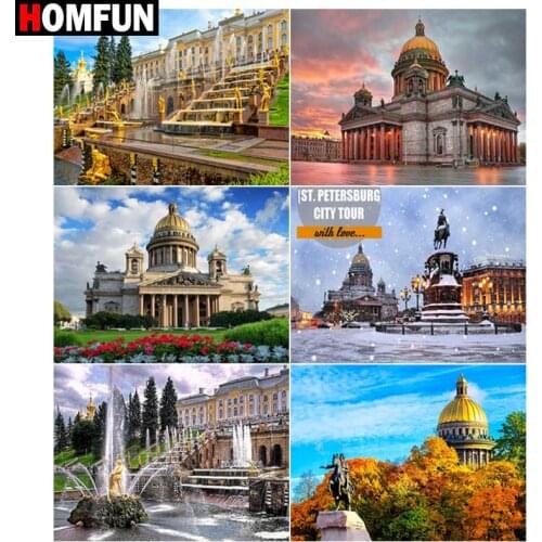 HOMFUN Diamond Embroidery DIY Diamond Painting Cross Stitch Kit "Castle tree forest" 5D Needlework Diamond Home Decoration