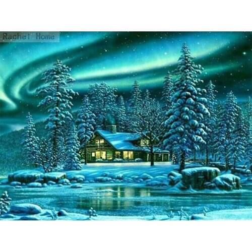 Diamond Embroidery Diy Diamond Painting Cross Stitch Kits Diamond Mosaic Snowy Chalet Full Square Diamond Embroidery CS144