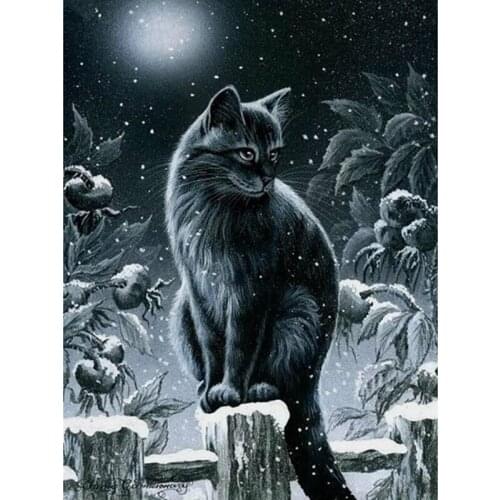 Full square&round diamond DIY diamond embroidery Black cat diamond painting Cross Stitch Rhinestone mosaic home decoration gift