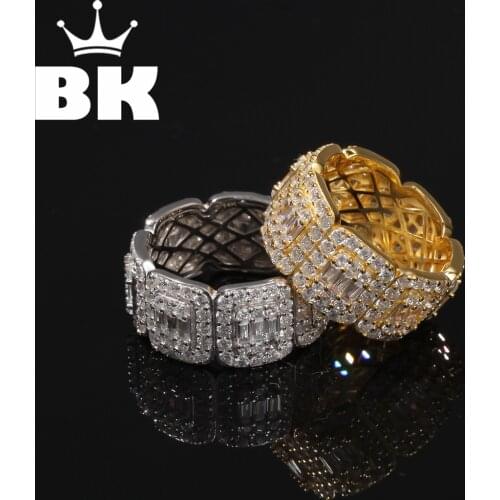 The Hip Whole Square Zircon 8mm Ring Wedding Engagemet Copper Gold Silver Color Ring For Women Girl Eternity Band Ring