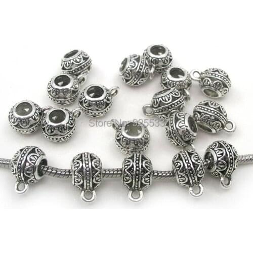 Free shipping 50pcs 15x12mm anitique silver color alloy beads fit European bracelet jewelry DIY snake bracelet