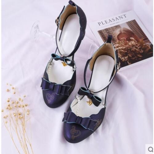 Fairy wind girl student small leather sandals Bowknot Princess Kawaii Girl Women Shoes Vintage Sweet Low Heel Round Head cos