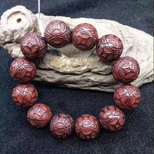 16 mm 18mm Natural India Red Sandalwood Beads Grade AAA High-density Carved Mala Beads Yoga Beads Mediation Beads Bracelet