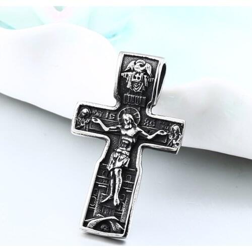 Fashion Christ Jesus Pendant Necklace man 316L Stainless Steel Cross Chain Men Jewelry Gift Religious Jewelry