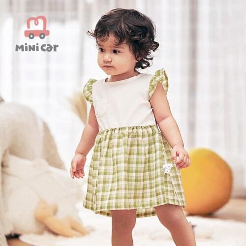 Baby dress 2021 summer new girl fashion baby dress cotton children dress gauze skirt check style princess dress