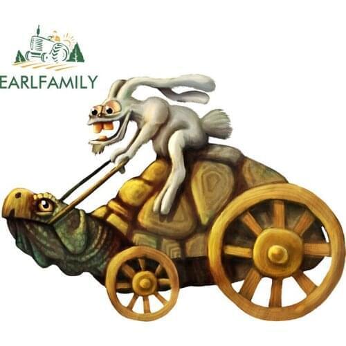 EARLFAMILY 13cm x 9.9cm for Slow and Steady Animal Car Sticker Scratch-Proof Laptop Refrigerator Decal Creativite Vinyl Car Wrap