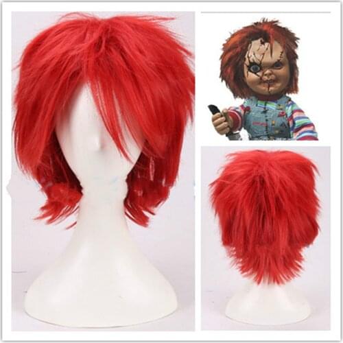 Movie Bride of Chucky Annabelle 2 : Creation Cosplay Wig Red Short Synthetic Hair Halloween Role Play Hair+ Free Wig Cap