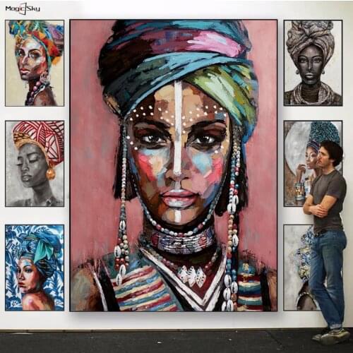 Aesthetic African Black Woman Graffiti Art Oil Painting Canvas Posters and Prints Wall Art Pictures Living Room Home Decoration