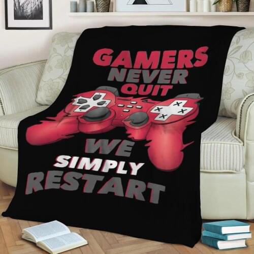 Gamers Never Quit We Throw Blanket Print on Sherpa Blankets Soft for Sofa Customized DIY Plush Thin Quilt