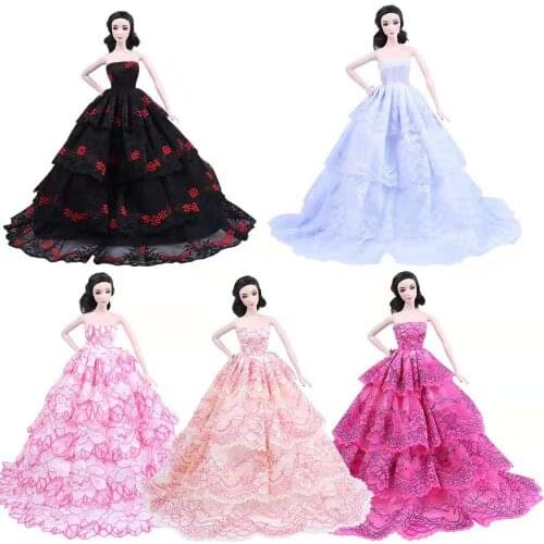 Classic Off Shoulder Wedding Dress 11.5" Dolls Clothes for Barbie Clothes Outfit Princess Party Gown Vestido 1/6 BJD Accessories