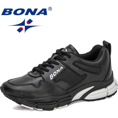 BONA 2020 New Designers Action Leather Running Shoes Men Outdoor Sneakers Comfortable Walking Jogging Casual Shoes Mansculino