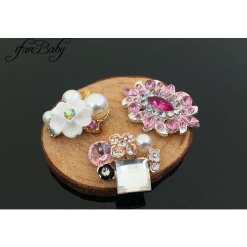 Alloy Buttons For DIY Accessories flat back pearl Rhinestone buttons
