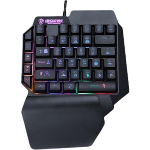 One-Handed 35-Key Mechanical Gaming Keyboard RGB Backlit Portable Mini Gaming Keyboard Game Controller for PC PS4 Xbox Gamer