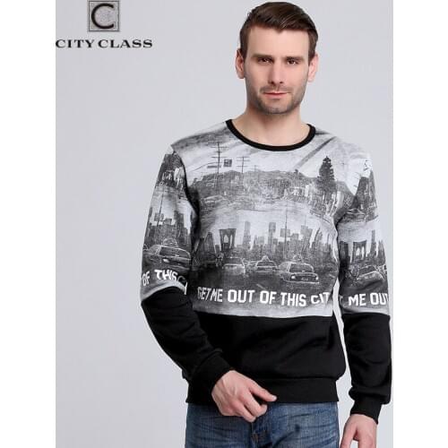 CITY CLASS Printed Autumn&Winter Mens Sweatshirts Brand Clothing Harajuku Hip Hop Hoodies for Male Outerwear Casual Sports 2764