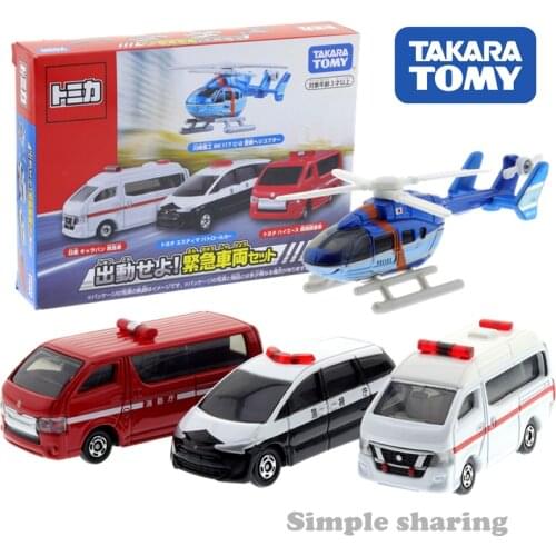 Takara Tomy Tomica Dispatch Emergency Vehicle Set 4Pcs Miniature Car Magic Metallic Kids Toys Model For Children