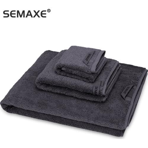 SEMAXE 100% Cotton Towel Set High-grade Bathtowel Facetowel Handtowel Soft Bath Face Towel Bathroom Towel Sets Grey 3 Pieces