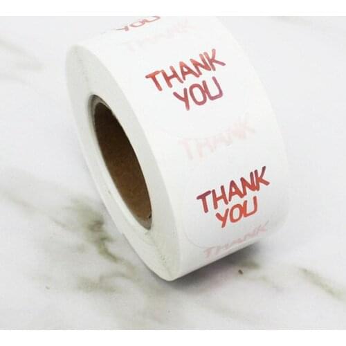 Variety of New Arrivals 500pcs 1'' Round Red Bronzing & Gold Thank You Label Seals sticker for business handmade Baking Package
