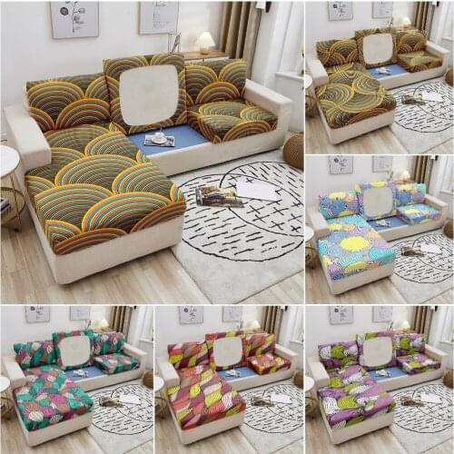 Overlap Stripe Wave Elastic Sofa Seat Cushion Cover Stretch Sofa Slipcover Furniture Protector Sectional Couch Cover Home Decor