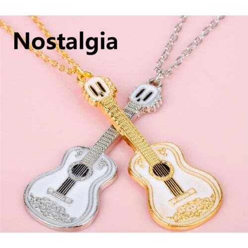 New Lovely Guitar Pendant Necklace Boy Girl Jewelry Unisex Punk Style HIP Rock Two Tone Gold Color Music Guitar For men Jewelry
