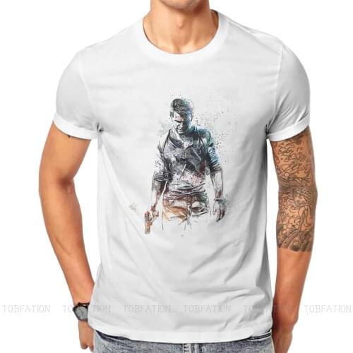 Nathan Drake Cool Round Collar TShirt Uncharted Ruben Fleischer Nathan Drake Fabric Original T Shirt Men Tops Individuality