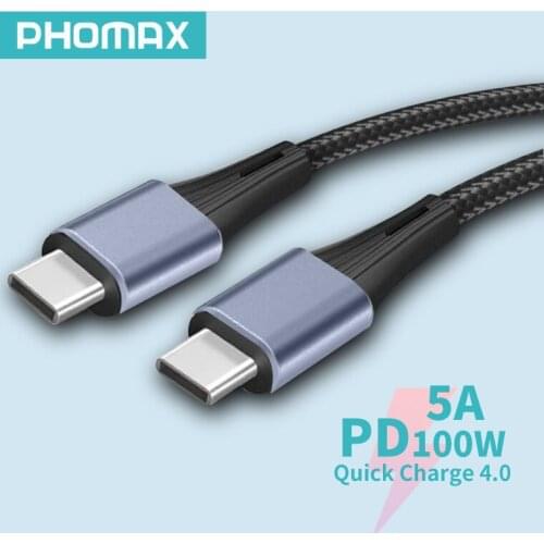 PHOMAX PD 100W USB C to USB Type C Cable USB C Fast Charger Cord USB-C Type C Cable For Samsung S20 S10 Macbook Pro Type C Cable