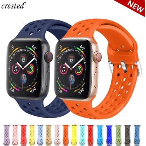 Silicone Strap for Apple Watch band 44mm 40mm 42mm 38mm watchband Breathable belt Sport bracelet iWatch series 5 4 3 se 6 band