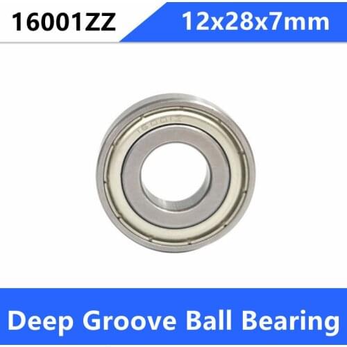 50pcs/lot 16001ZZ 16001Z 16001 Z ZZ shielded 12x28x7 mm Deep Groove Ball bearing Shaft 12*28*7mm