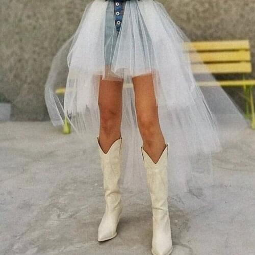 Tulle Skirt Women Jean Pleated Skirt Midi Skirt Wrap High Waisted Skirt Long Tulle Skirt for Woman Wedding Detachable Skirts