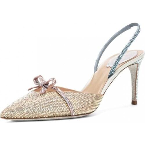 2021 Summer Sandals Women New Temperament Pointed Handmade Diamond Butterfly Thin Heel High Heels Sandals Elegant Womens Pumps