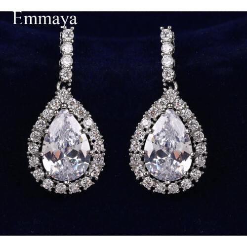 Emmaya New Fashion Waterdrop Shape Earring For Female Elegant Ear Stud Full Of Shiny Zirconia White Color Exquisite Ornament